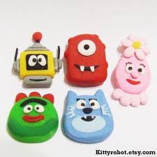 Yo Gabba Gabba Handmade Clay Buttons For Scrapbooking Sewing And Crafting Yogabbagabba Fun Crafts For Kids Toddler Crafts Clay