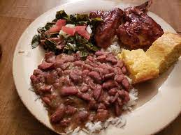 Homemade Good Ole Soul Food Bbq Chicken Wings Red Beans And Rice Collard Greens And Cornbread Perfect For A Snow Day Bbq Chicken Wings Food Soul Food