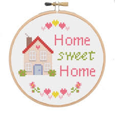 This is a digital, downloadable pattern of waxing moon's original cross stitch design, winter house trio. Home Sweet Home With House Cross Stitch Kit The Geeky Stitching Co
