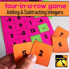 Four In A Row Game Adding And Subtracting Integers Adding And Subtracting Integers Adding And Subtracting Math Integers