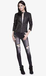 Double Peplum Minus The Leather Jacket Express 128 Black Leather Moto Jacket Leather Jackets Women Real Leather Jacket