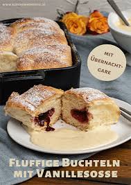 Buchteln Mit Vanillesosse Ubernachtgare Kuchenmomente Rezept Buchteln Susse Backerei Lebensmittel Essen