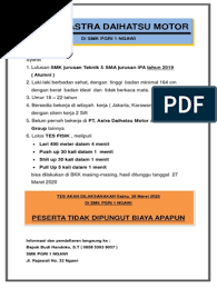 Astra daihatsu motor (daihatsu) is a subsidiary of pt. Tes Pt Astra Daihatsu