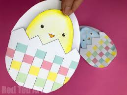 By placing maths questions in the context of a game, children can become more enthusiastic about using their maths skills. Printable Easter Chick Card With Woven Egg Red Ted Art
