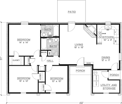 Two story open areas and vaulted spaces are not included in square foot totals. Contemporary Style House Plan 3 Beds 2 Baths 1200 Sq Ft Plan 45 428 Bedroom House Plans House Blueprints 4 Bedroom House Plans