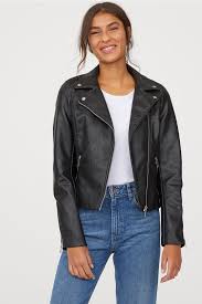 Biker Jacket Black Ladies H M Us Coats Jackets Women Outerwear Women Short Leather Jacket