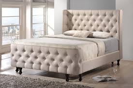 Check spelling or type a new query. Francesca Beige Linen Modern Platform King Size Bed With Bench English Elm