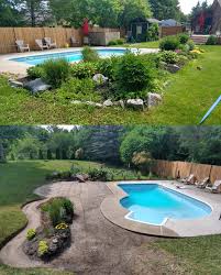 The sheer mass of a stone fireplace. Goodbye Overgrown Garden Hello New Fire Pit And Patio Area Landscaping