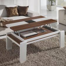 Table basse modulable design maïs en bois 2 personnes. Table Basse Relevable Blanc Et Bois Mobilier