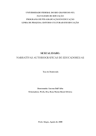 SEXUALIDADE: NARRATIVAS AUTOBIOGRÁFICAS DE EDUCADORESAS