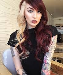 Brownish red hair with blonde highlights. Back At It Burgundy Blonde Hair Hair Styles Black To Blonde Hair