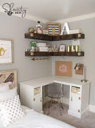 Further emphasise the rustic with a simple wooden stool at the foot of the bed and a wishbone chair set in a corner. Bedroom Ideas Diy Cheap And Simple Floating Shelves Love This Idea Diy Floating Corner Shelves Shanty 2 Chic Diy Home Decor Small Bedroom Bedroom Decor