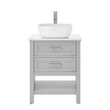Vanity colors and finishes vanities come in all types of colors and materials, including glass, metal and wood. Style Selections Cromlee 24 In Light Gray Single Sink Bathroom Vanity With White Engineered Stone Top Faucet Included In The Bathroom Vanities With Tops Department At Lowes Com
