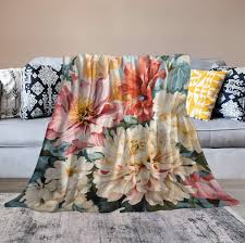 Amazon.com: Peyton Bloom Bright Stripe Blanket Spring Summer Floral Fleece  Throw Blanket 70"x80" Soft Fuzzy Plush Blanket Bedding Cozy Lightweight ...