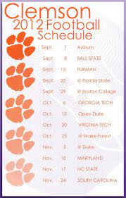 2012 Clemson Football Schedule Clemson Clemson Football Clemson Tigers Football