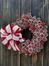 Christmas Wreath Holiday Wreath Pine Cone Wreath Red And Etsy Christmas Pine Cones Pine Cone Decorations Xmas Wreaths