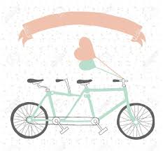 Hand Drawn Tandem Bicycle Vintage Style With Balloons Tandem Bicycle Tandem Bike Card