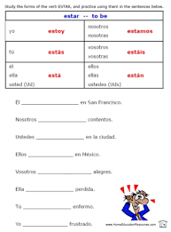 Worksheets Ser Y Estar Worksheet Opossumsoft Worksheets