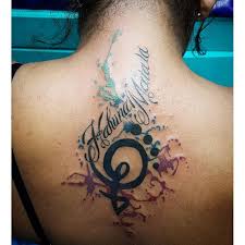 Nº of tattoos 3 size 0.4 in / 1 cm (height) Awesome Hakuna Matata Symbol Tattoo On Neck Tattoo Designs For Women