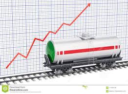 Tank Car On The Railway With Growing Chart 3d Rendering
