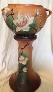 Vintage Roseville Jardiniere Pedestal Magnolia 665 8 Roseville Magnolia Vintage House