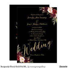 Burgundy Floral Gold Foil Black Wedding Invitation Zazzle Com Black Wedding Invitations Gold Wedding Invitations Burgundy Wedding Invitations