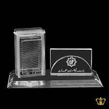 3 11/16 x 2 5/16 x 5/16 imprint area: Buy Personalized Crystal Desktop Business Card Holder In Dubai Abu Dhabi Uae Crystalgallery Com