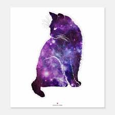 Purple Space Cat Sticker Zazzle Com In 2020 Cat Stickers Space Cat Cat Art Print