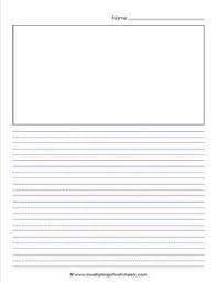 Download this writing paper with a picture box in pdf format and print as many as you need. Primary Lined Paper Portrait 7 16 Tall Box For A Picture