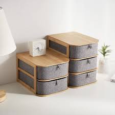 Bamboo Wood Waterproof Multi Layer Drawer Storage Box Desktop Storage Wooden Storage Wooden Storage Boxes