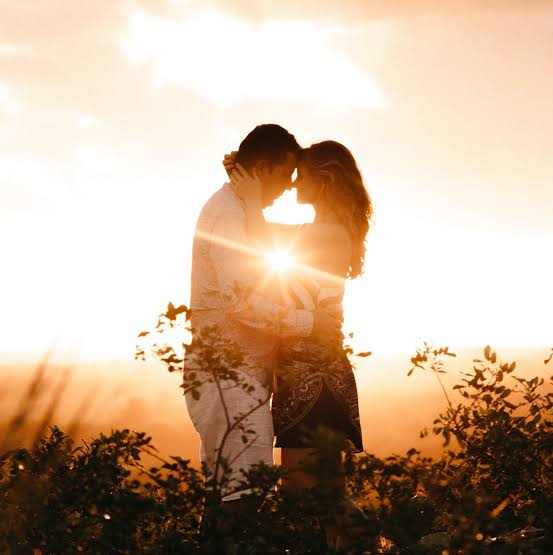 Happy couple connecting