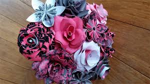 Some flowers are designed with black centers, and this listing includes assorted greenery. Paper Flower Bouquet Simply Stunning In Pink Black White Iridescentangel On Madeit