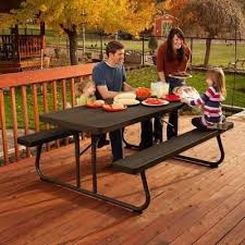Lifetime 6 Ft Wood Grain Folding Picnic Table 60105 The Home Depot Picnic Table Folding Picnic Table Picnic