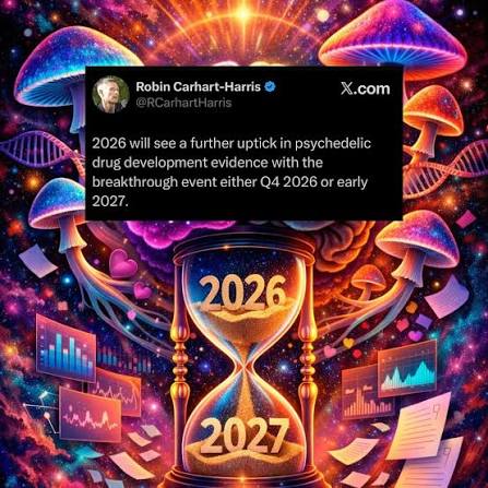 2026 will see a further uptick in psychedelic drug development evidence  with the breakthrough event either Q4 2026 or early 2027. 🍄 What do you  think? _____ Psychedelics business development and prognostic for 2026.