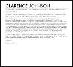 Curriculum Coordinator Cover Letter Sample Cover Letter Templates Examples