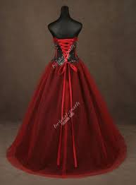 Gothic Custom Gorgeous Red Black Corset Wedding Dress Bridal Gown B1306 Trouwjurk Corset Bruidskleding Japon