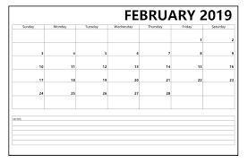Editable February 2019 Blank Calendar Editable Calendar Calendar Blank Calendar Template