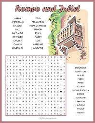 A Word Search Puzzle Based On Shakespeare S Play Romeo And Juliet Puzzlers Will Romeo And Juliet Romeo And Juliet Quotes Words