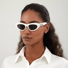 ALAIA Ivory/Smoke/Silver Cat Eye Sunglasses AA0058S