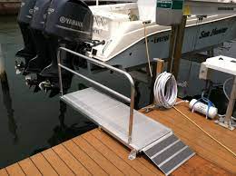 Aluminum Boarding Ramp For Access To Vessel On A Boat Lift Boardingramp Atlanticaluminummarine Aluminum Ramp Boat Lift Boat Stuff