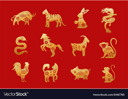 Asian New Year Animals Chinese Zodiac Animals Twelve Asian New Year Vector Image