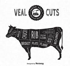 Veal Cuts Vector Diagram In Vintage Style Download Free