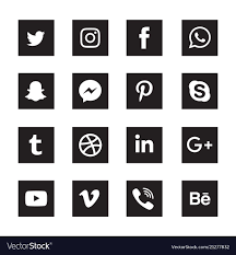 Black And White Contacts Icon Social Media Black Square Icons Set Vector Image On Vectorstock Icon Set Vector Icon Set Vector Free
