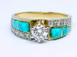 Diamond Ring With Turquoise Turquoise Diamond Rings Turquoise Wedding Rings Turquoise Ring Engagement