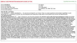 Loss Prevention Manager Cover Letter