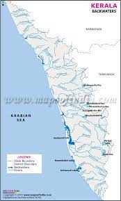 * kerala map showing major roads, railways, rivers, national highways, etc. Kerala Backwater Map