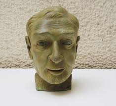 Antique French Numbered Green Terracotta Man's Head