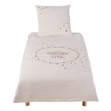 Parure de lit 1 place. Parure De Lit Enfant En Coton Imprime Ecru Rose Et Dore 140x200 Mila Maisons Du Monde