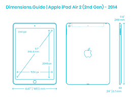 Over 2 million ipad air 2 models were sold during its two year production that ended in early 2017. Apple Ipad Air 2 2nd Gen 2014 Dimensions Drawings Dimensions Com