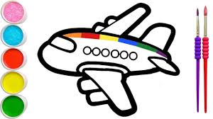 Learn To Draw And Color The Rainbow Plane For Children Drawing For Kids Learn To Draw Drawings